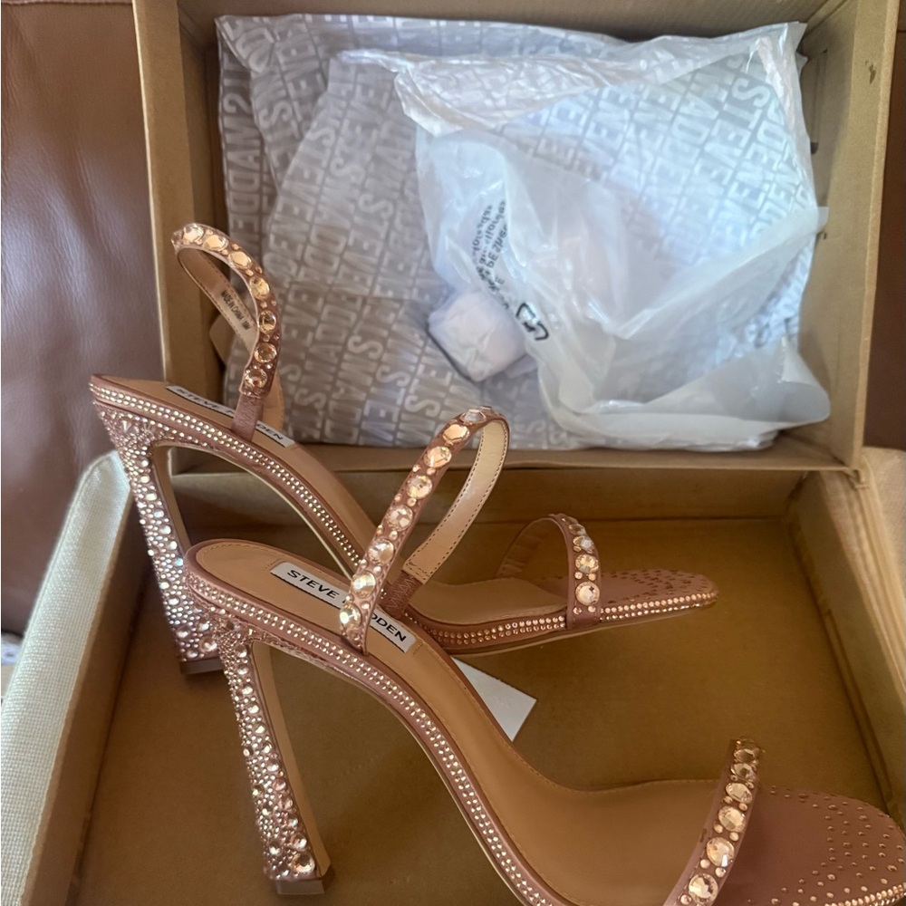 Steve Madden Champagne Color High Heels with Rhinestones-New